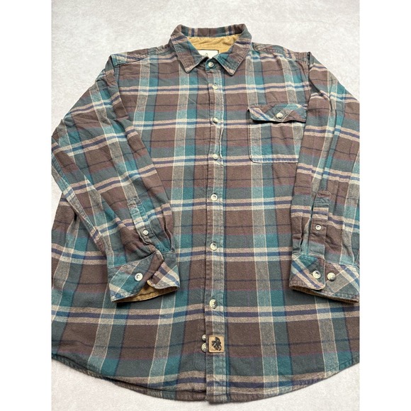 Legendary Whitetails Buck Camp‎ Flannel Shirt Mens Large Plaid Corduroy Trim - Picture 2 of 16